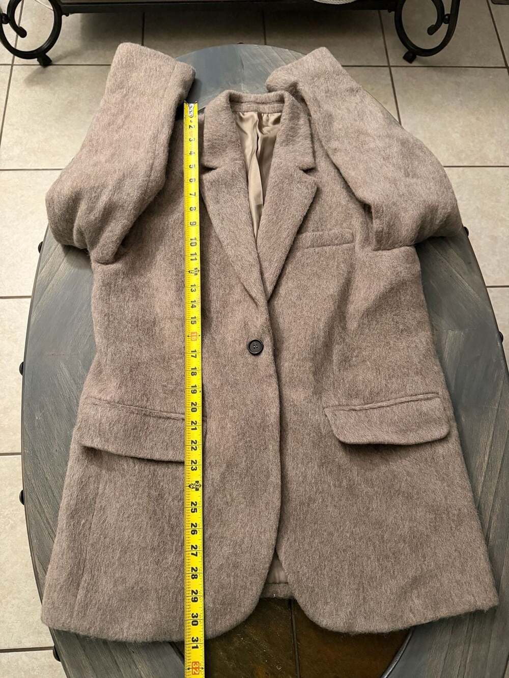 ARKET Manteco Brushed Wool Blend Oversized Taupe Beige Blazer Size US 6